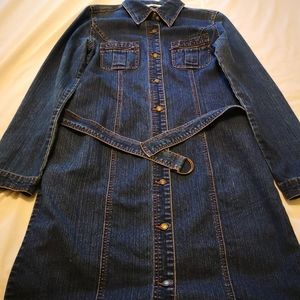 Long sleeve denim dress/trench coat with belt